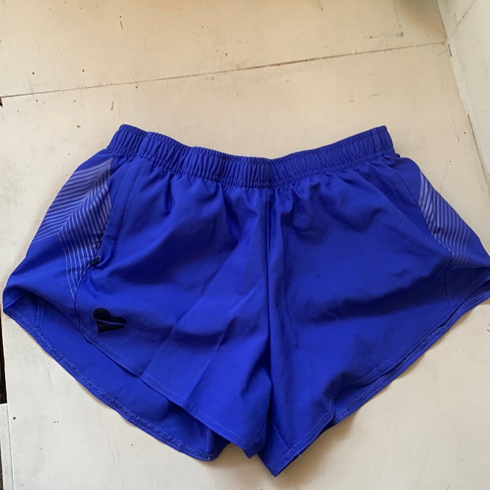 Oiselle blue/purple OG Distance Shorts with pockets